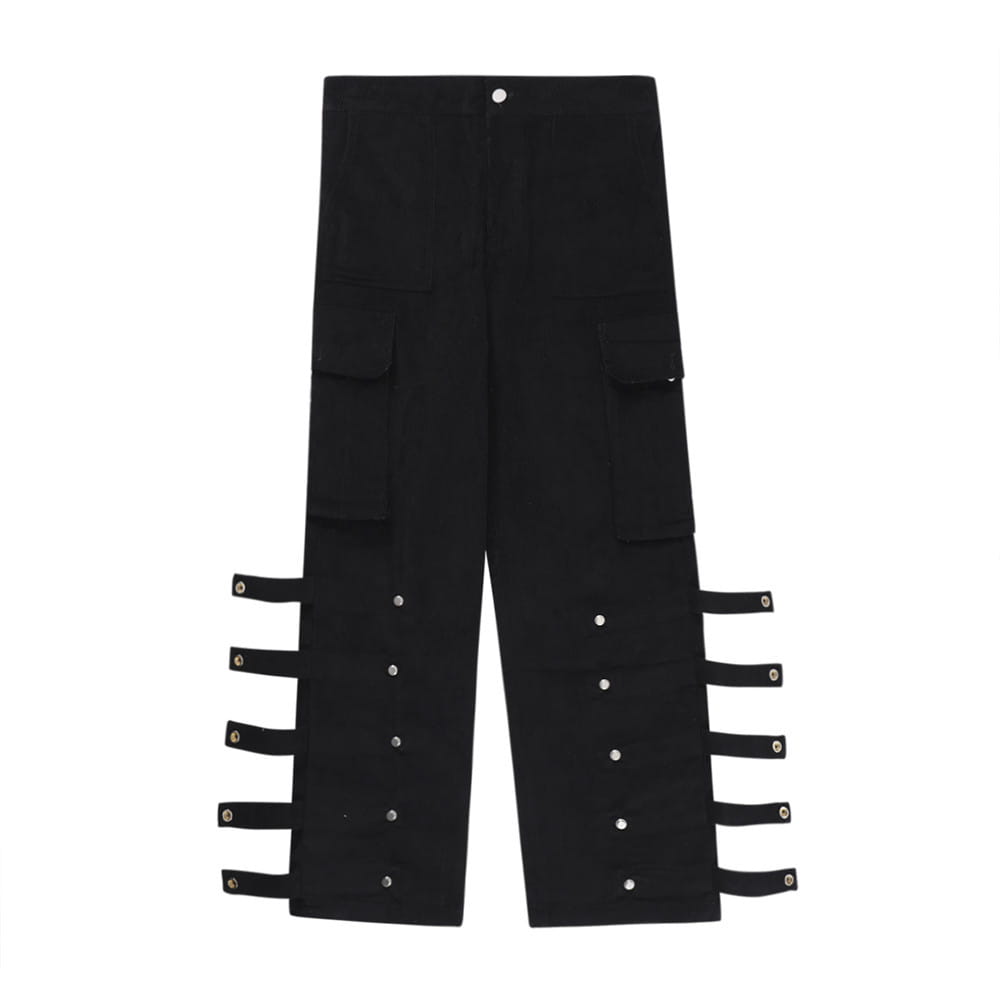 Men’s Big Pocket Workwear Personality Strap Wide Leg Pants