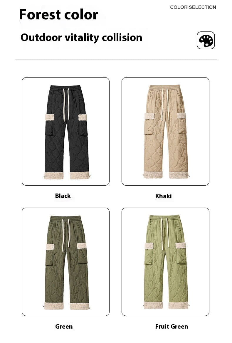 Men’s Quilted Casual Pants Thickened Cold Protection Ski Pants