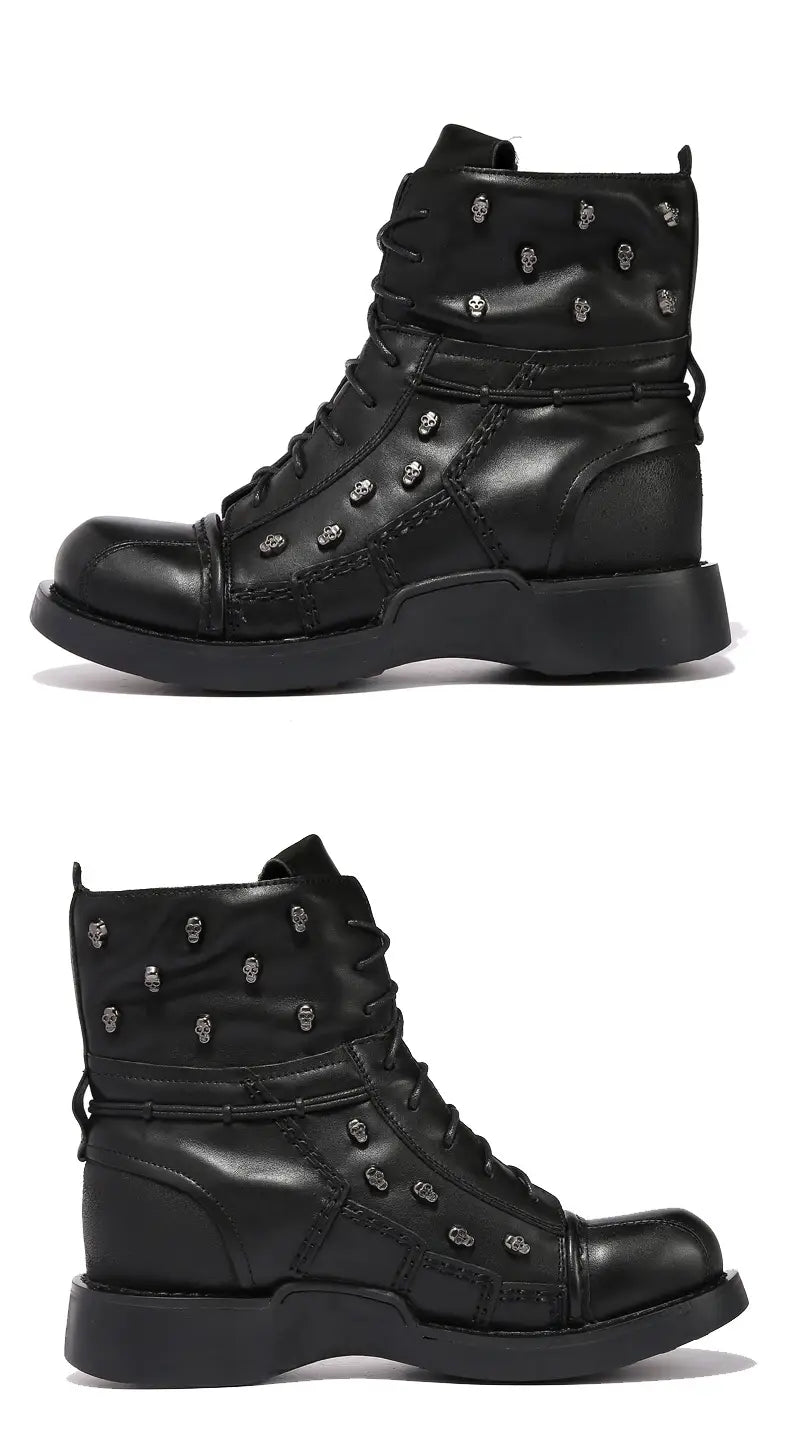 Men’s Warm Work Clothing Motorcycle Waterproof High-top Steampunk Leather Boots