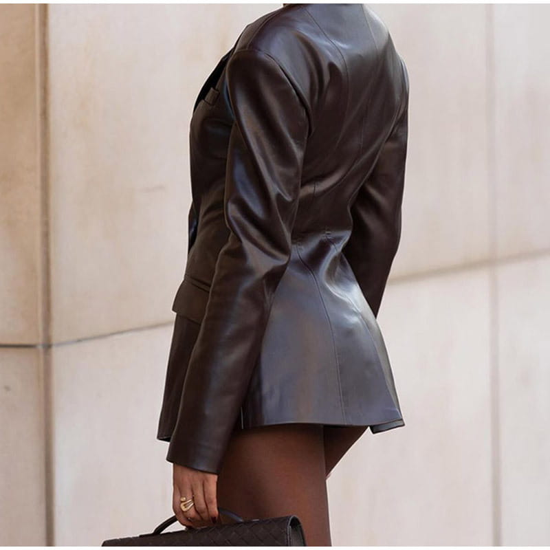 Women’s Waist Tight Leather Jacket