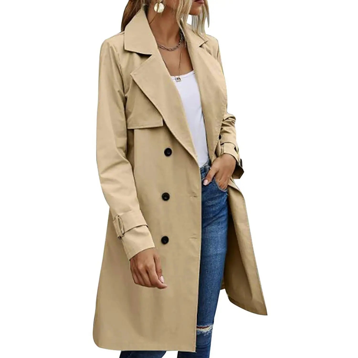 European And American Autumn Women’s Double Breasted Fashion Casual Trench Coat