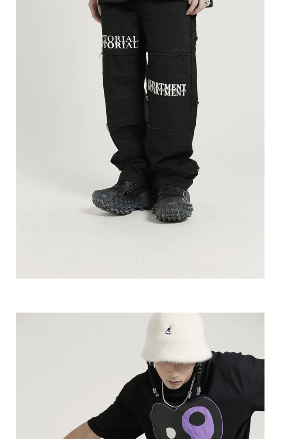European And American Hip-hop Layered Straight-leg Jeans
