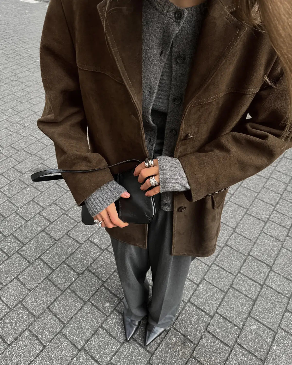 Brushed Velvet Retro Lapels Loose Suede Jacket