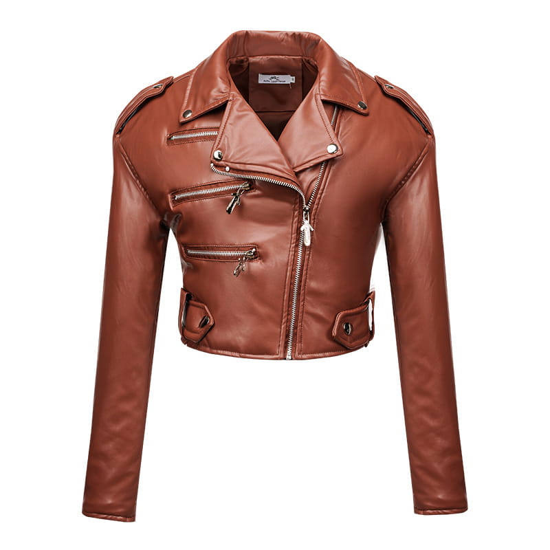 Women’s Leather Top Slim Fit Short Cotton High Waist