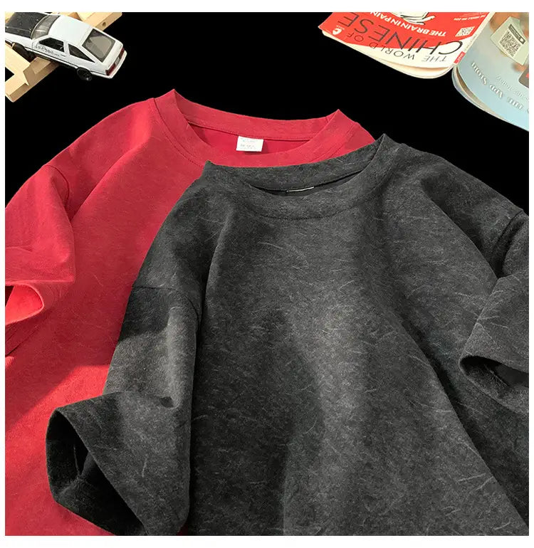 Stone Washed Ice-feeling Tencel Cotton Ice Silk Short Sleeve T-shirt