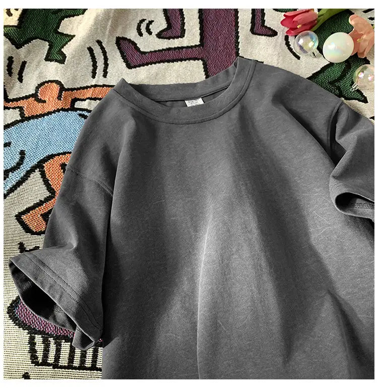 Stone Washed Ice-feeling Tencel Cotton Ice Silk Short Sleeve T-shirt