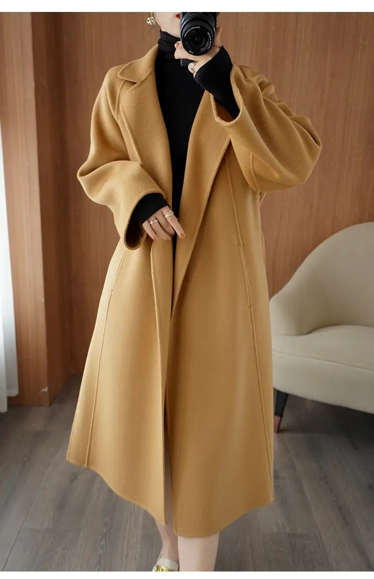 Reversible Cashmere Coat Women’s Mid-length Loose Over Knee Coat