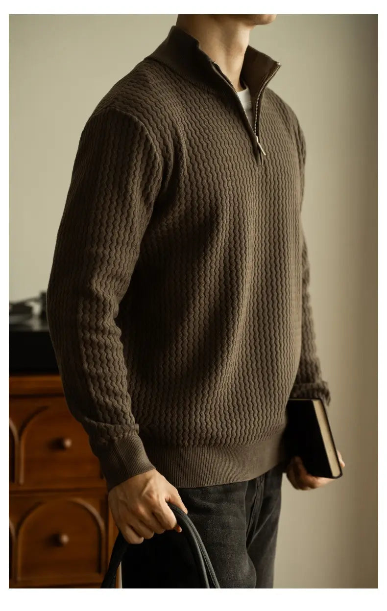 Turtleneck Zipper Sweater Men’s Coat Thick Long Sleeve