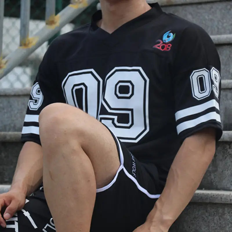 Sports T-shirt Men’s Round Neck Loose Mesh Printing Quick-drying Clothes