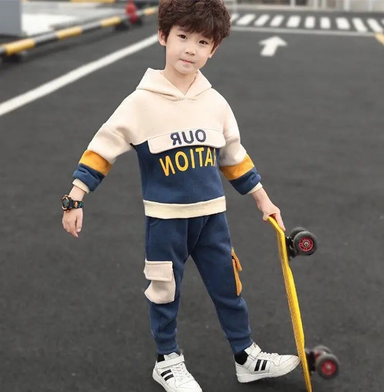 Boys and girls clothing plus fleece jacket hooded sweater