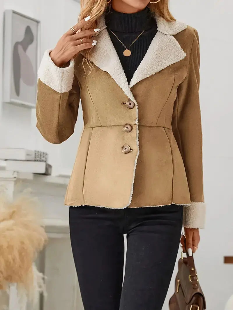 Casual Fashion Cold-proof Warm Fur Integrated Lapel Pocket Jacket