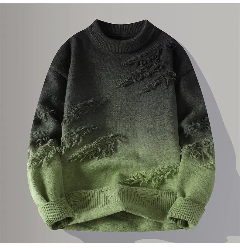 Round Neck Pullover Personalized Gradient Sweater
