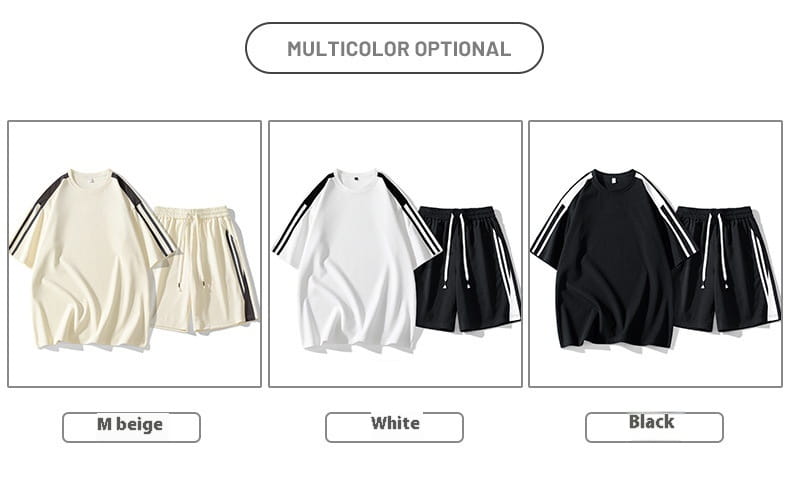 Hong Kong Style Loose Round Neck Short Sleeve Shorts 2-piece Set Leisure Sports Suit Men