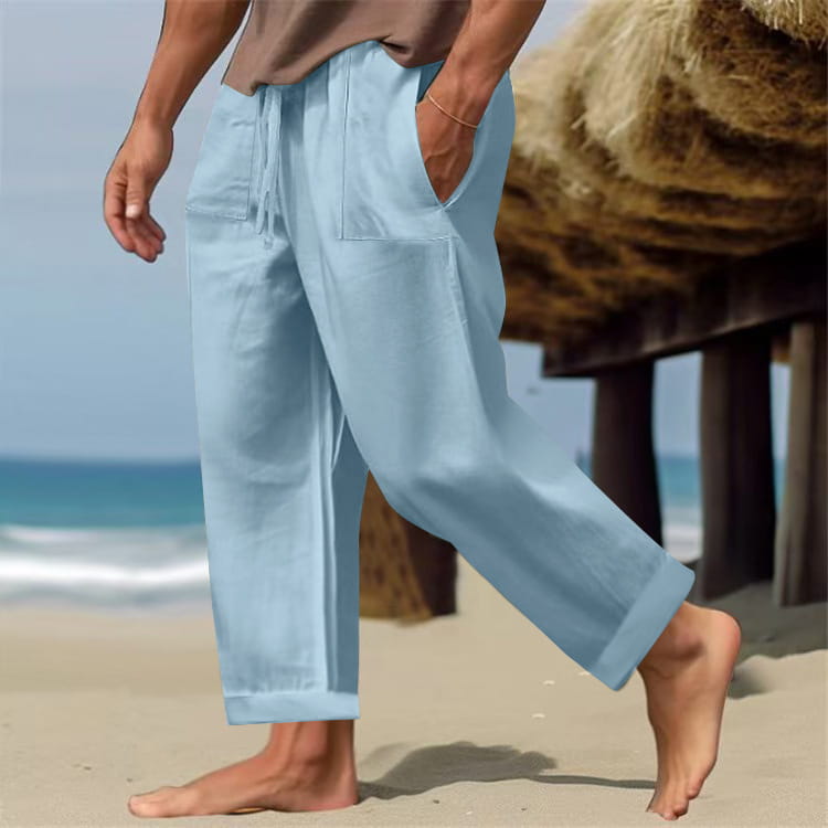 Men’s Linen Pure Color Comfort Breathable Casual Pants