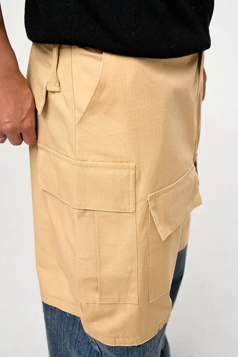Retro Multi-pocket Stitching Denim Contrast Color Loose Straight Casual Pants