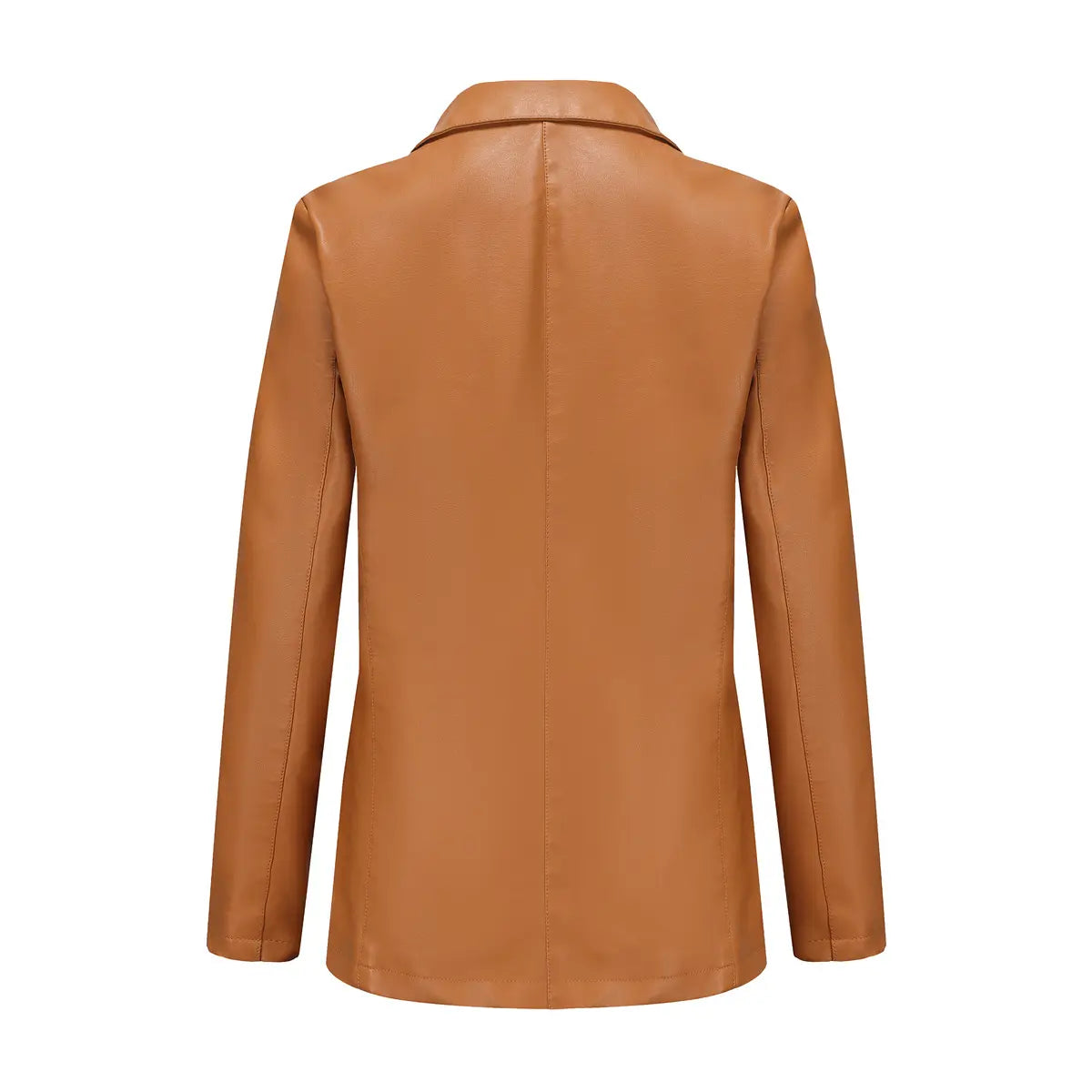 Single Button Commute Leisure Solid Color Leather Coat
