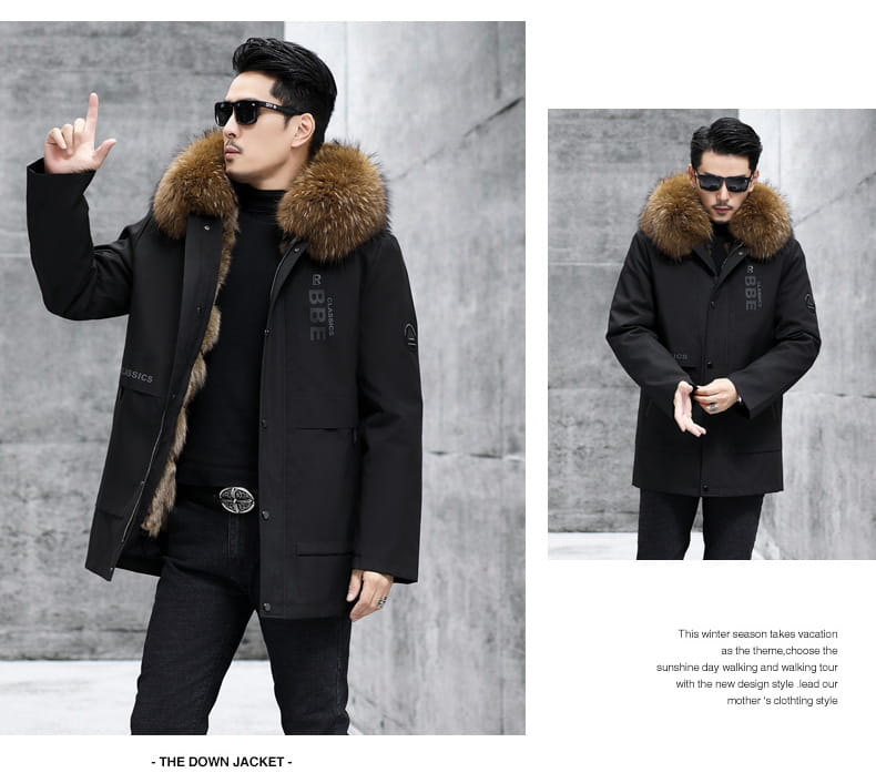 Fox Inner Pot Raccoon Hair Collar Fur Coat