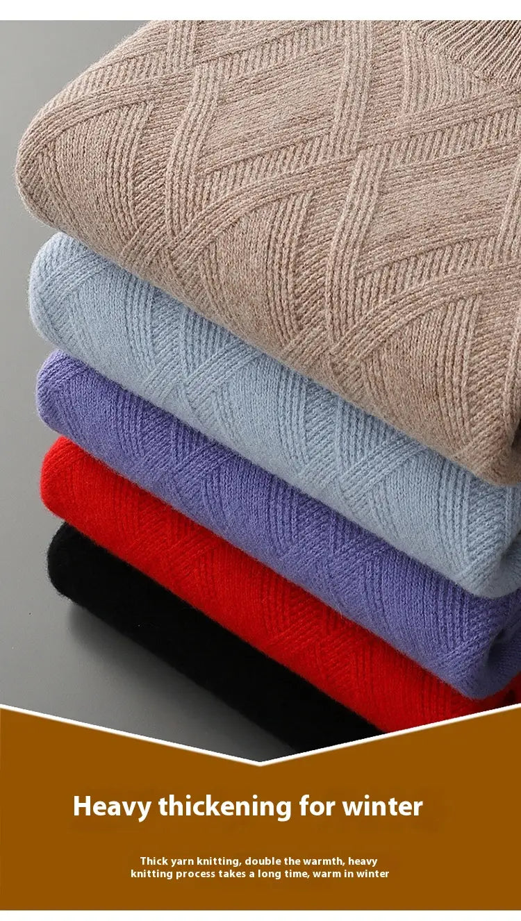 Woolen Sweater Men’s Half Turtleneck Thickened Sweater Casual
