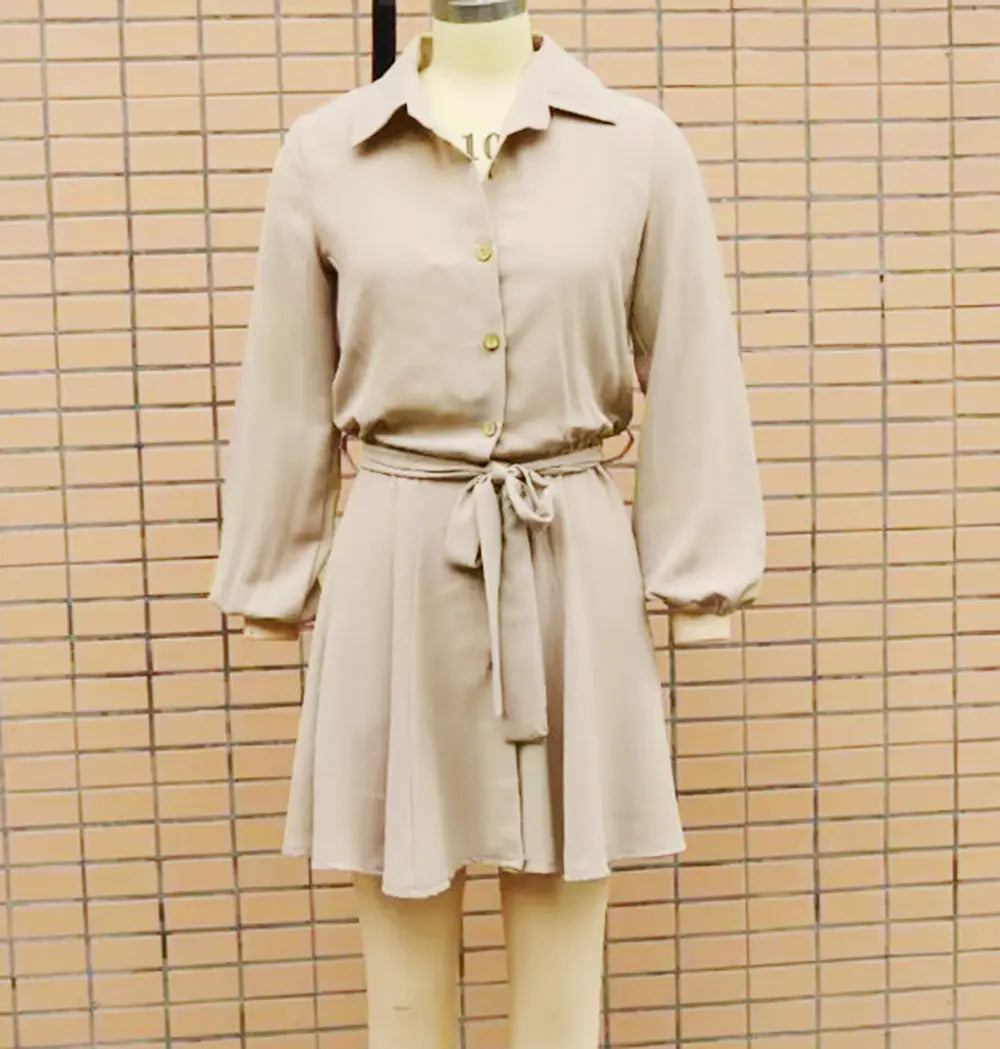 Autumn Leisure Women’s Clothing Blouse Collar Long Sleeve Loose Casual Jumpsuit