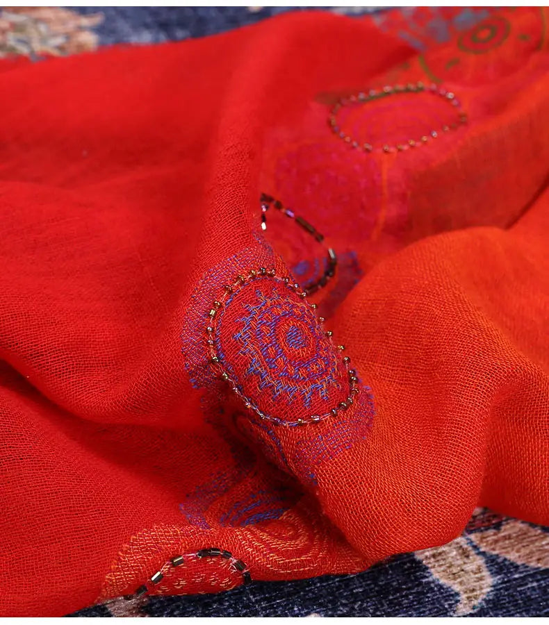Ethnic Style Boiled Wool Warm Winter Scarf Shawl