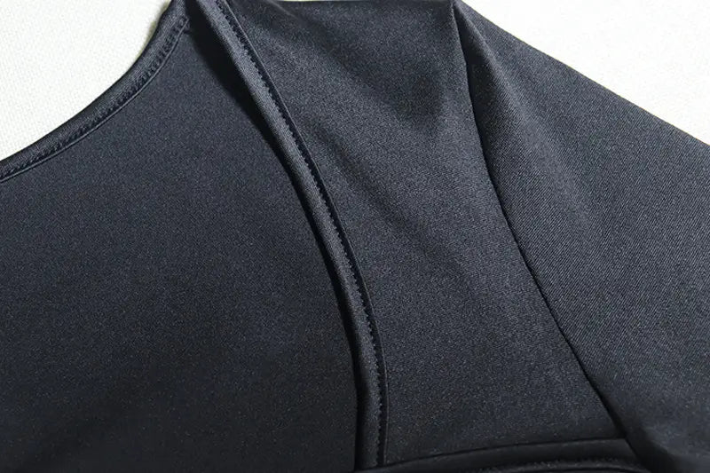 Wrapped Chest Square Collar Long Sleeve Navel Skirt