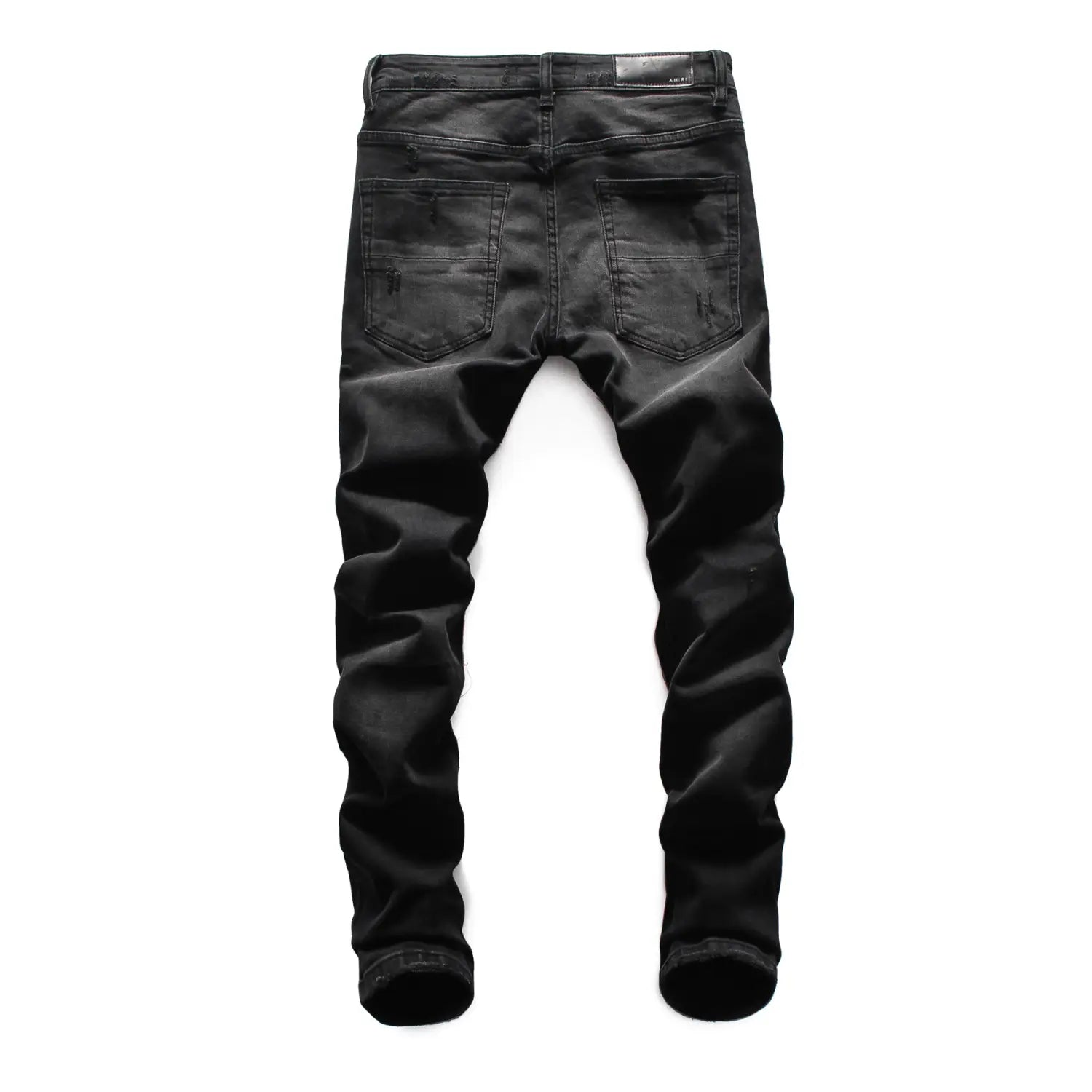 Men’s Black Patch Jeans Slim Fit Hong Kong Style