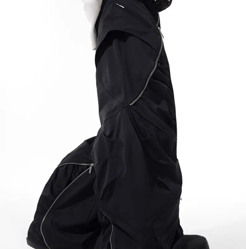 Deconstructing Design Zipper Workwear Casual Pants