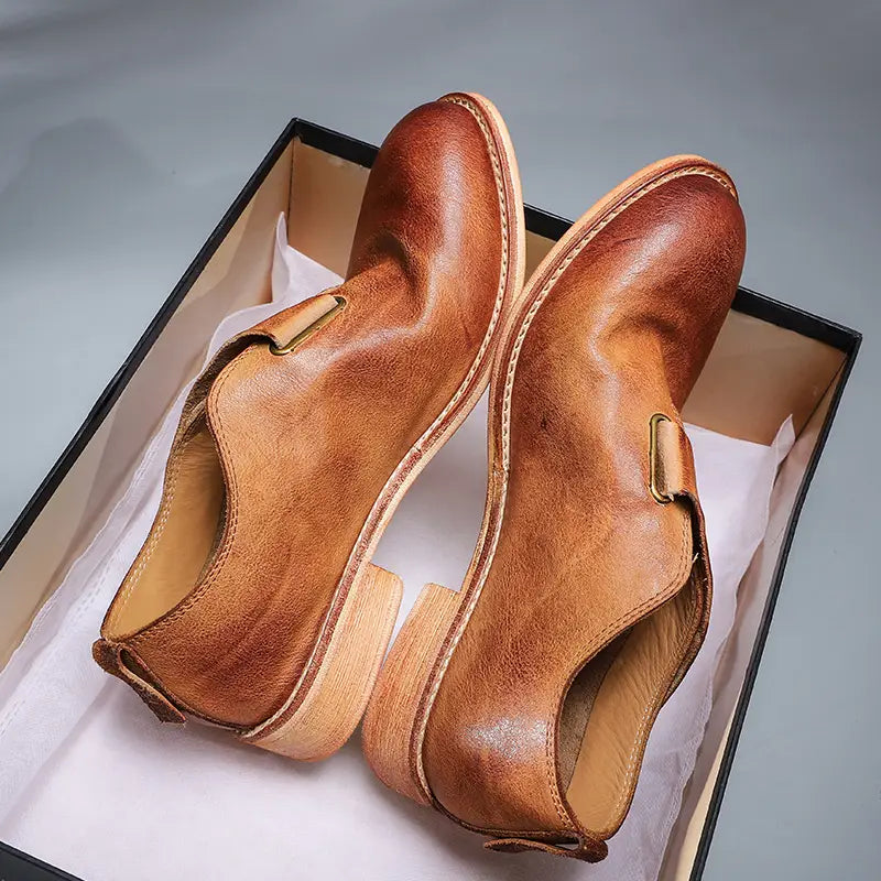 Women’s Top Layer Cowhide Leather Sole Heightened Casual Large Scalp Shoes