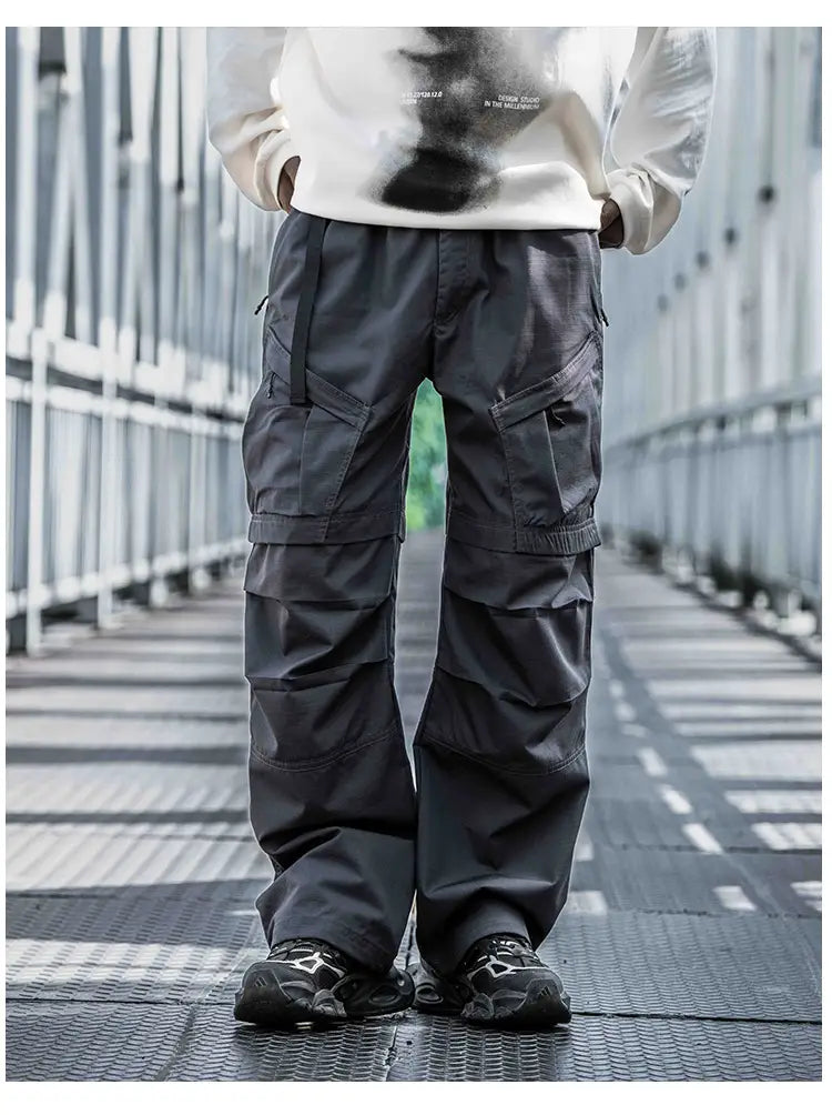 Straight Cargo Pants Men’s Multi-pocket Paratrooper Pants