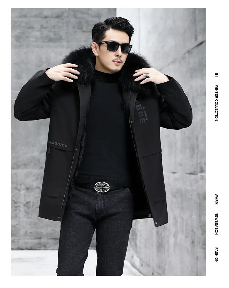 Fox Inner Pot Raccoon Hair Collar Fur Coat