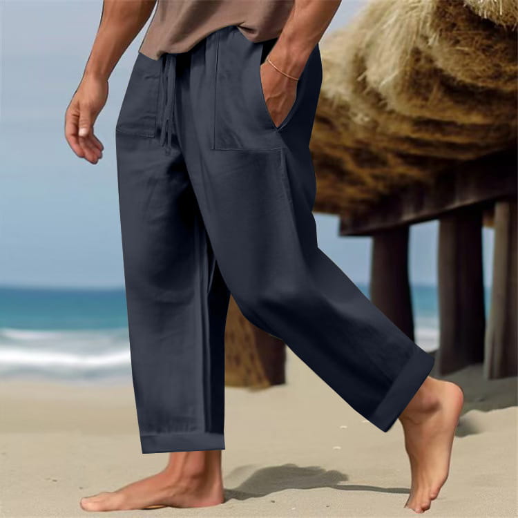 Men’s Linen Pure Color Comfort Breathable Casual Pants