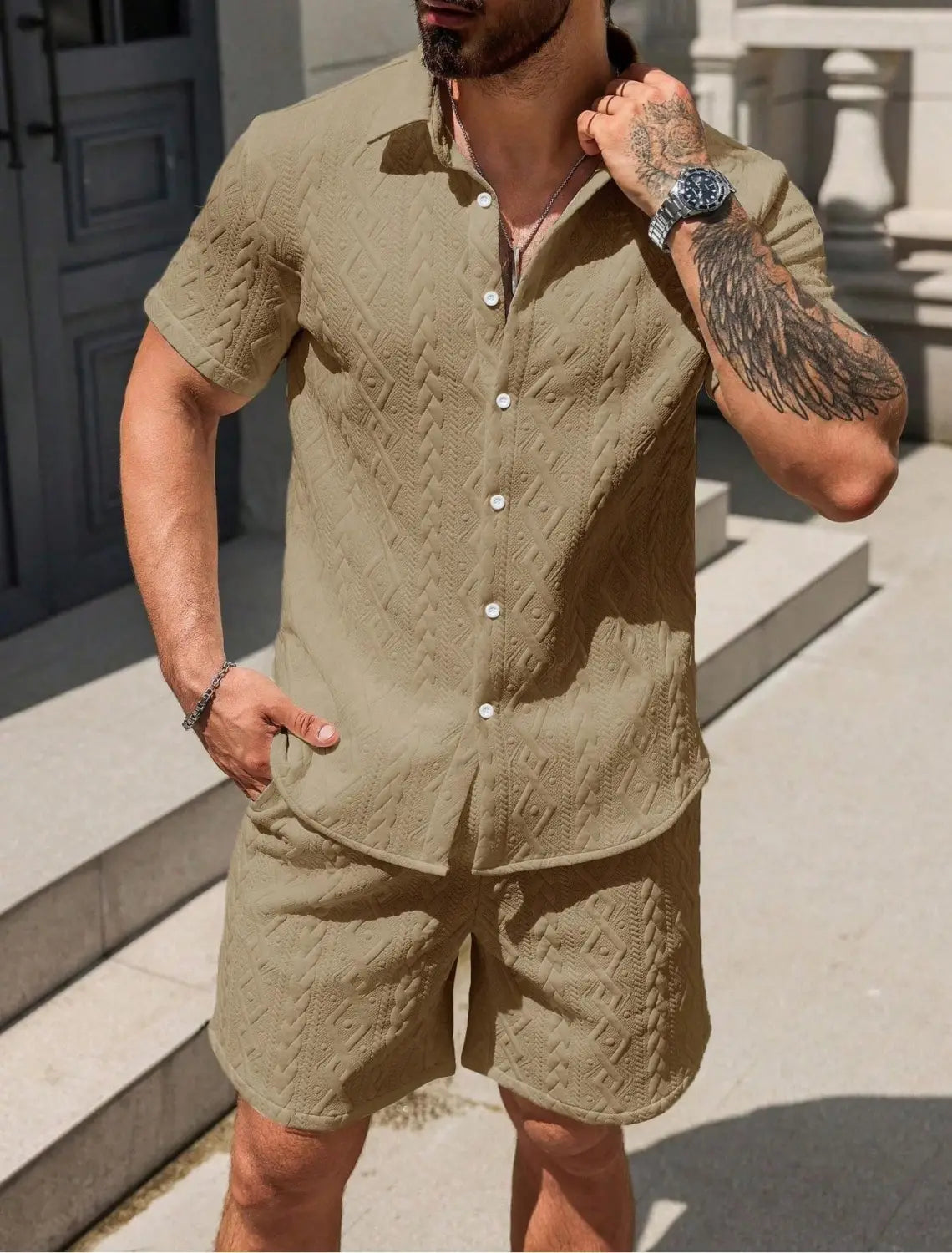 Men’s Shirt Casual Loose Short Sleeves Shorts