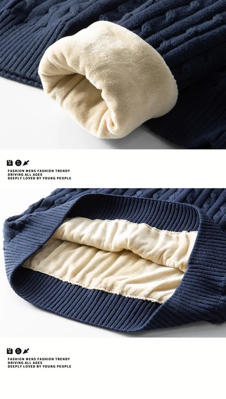 Men’s Fleece-lined Thick Neck Sweater