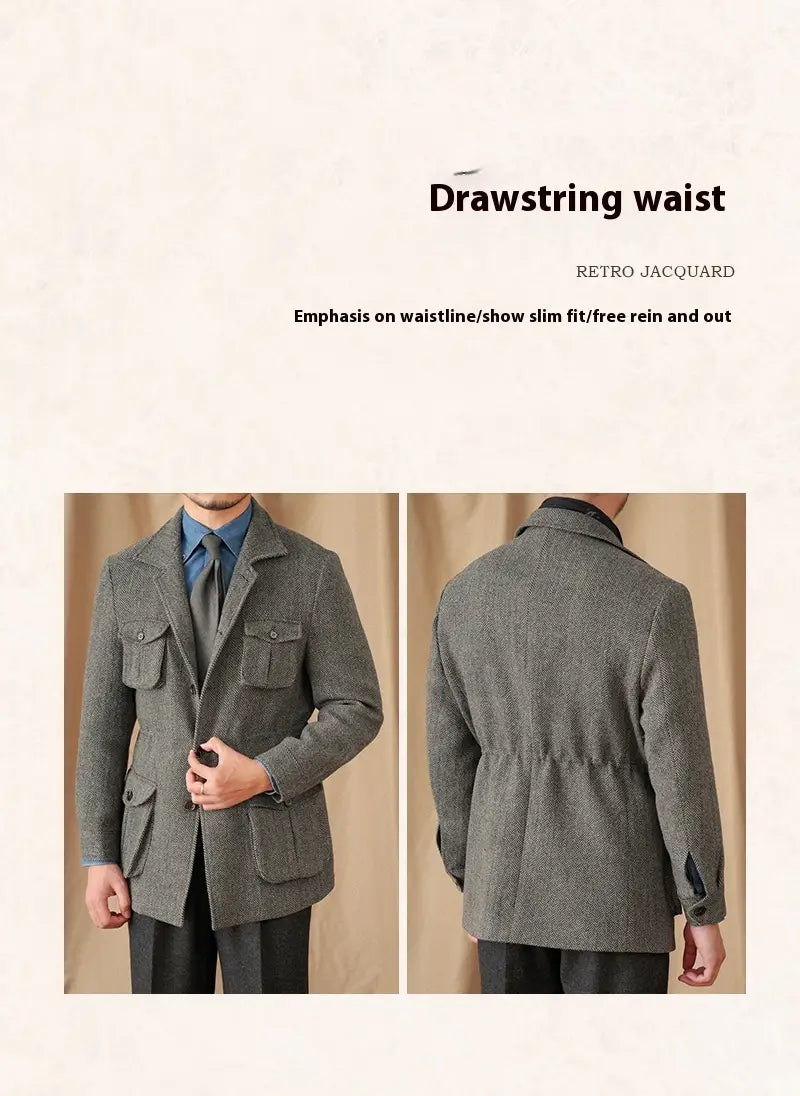 Collar Safari Jacket Jacket Commuter Business Keep Warm And Handsome Jacket Men