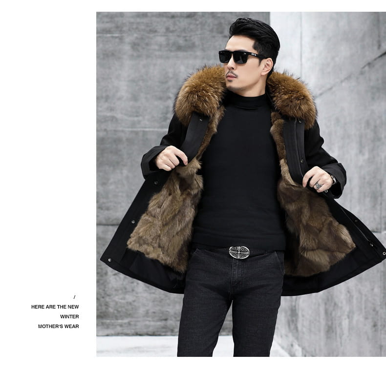 Fox Inner Pot Raccoon Hair Collar Fur Coat
