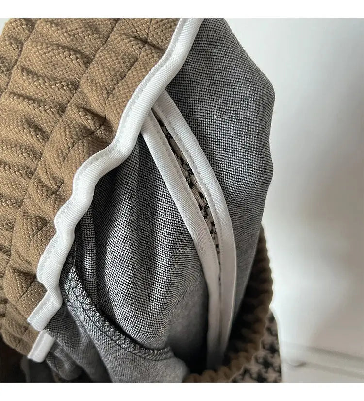 Houndstooth Stitching Chenille Casual Pants