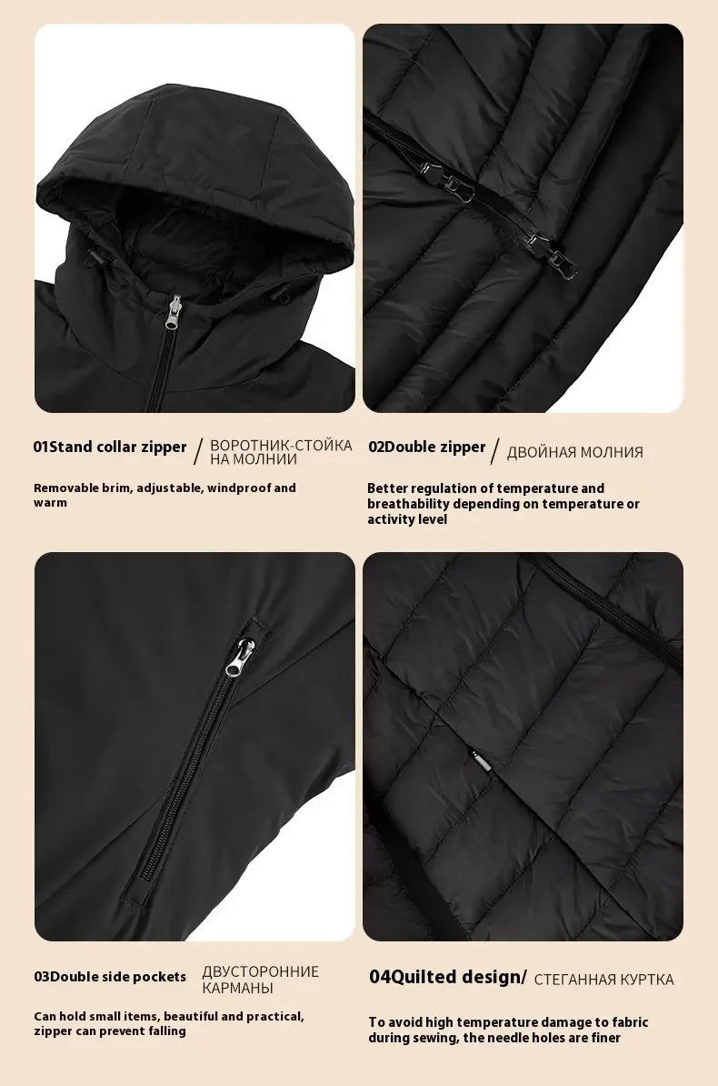 European Women’s Mid-length Autumn And Winter Wear Hooded Cotton Jacket
