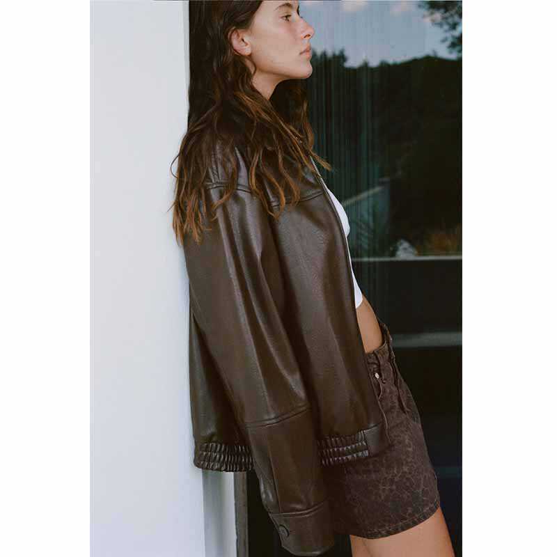 Women’s Loose Lapels Leather Coat