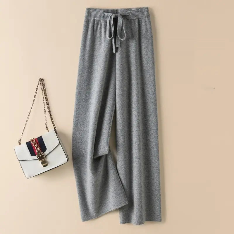 Thick Wool Wide Leg High Waist Drooping Mop Pants