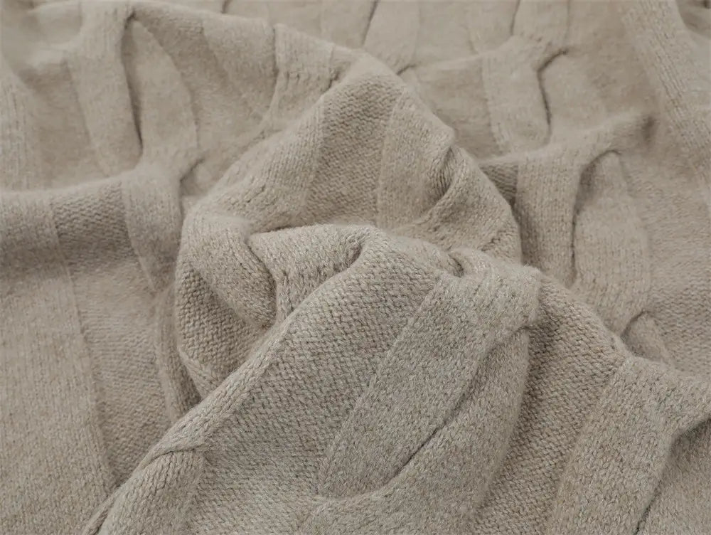 Simple Solid Color Twisted Collar Cardigan Sweater