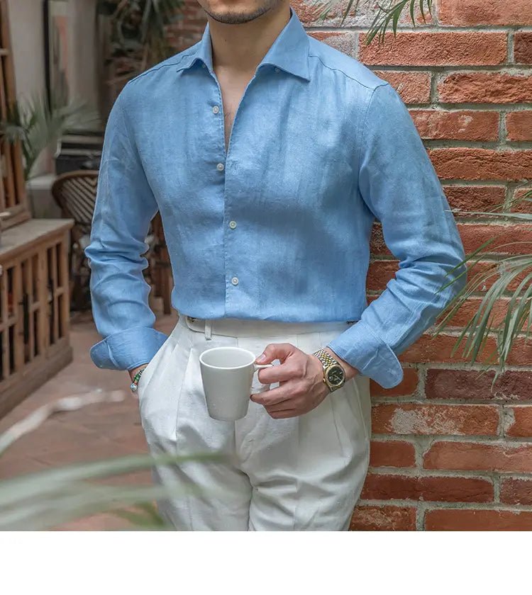 Retro Casual Long Linen Sleeves Shirt