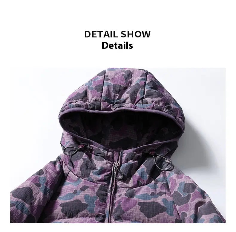 Winter Camouflage White Duck Down Three-proof Warm Coat For Women