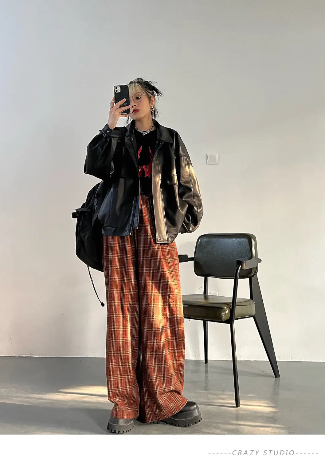 Women’s Loose Pu Leather Short Retro Coat