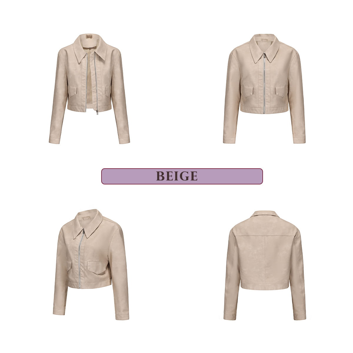 Women’s Long-sleeved Fashionable Faux Leather Jacket