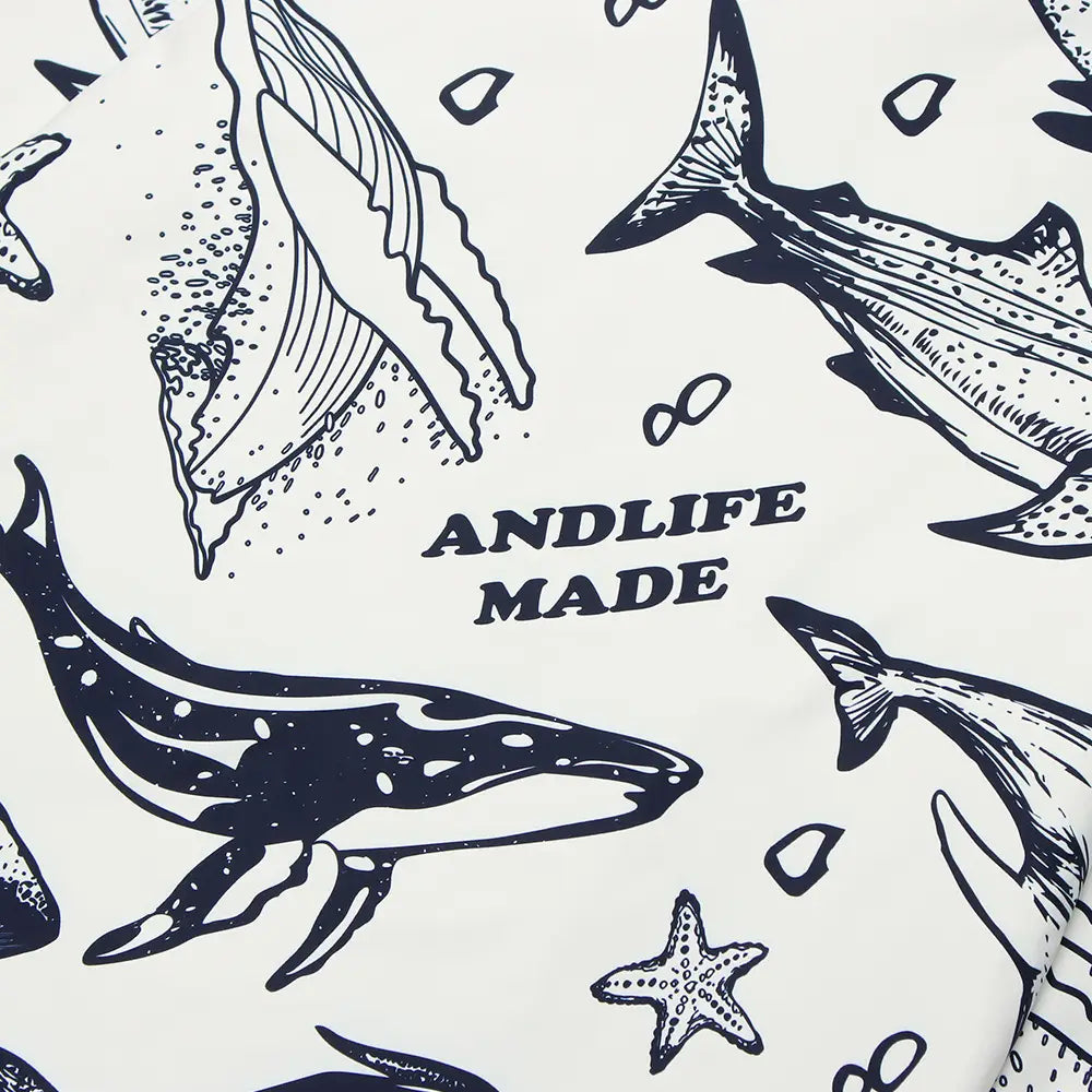 Cartoon Whale Full Print Loose Lapel Jacket Men