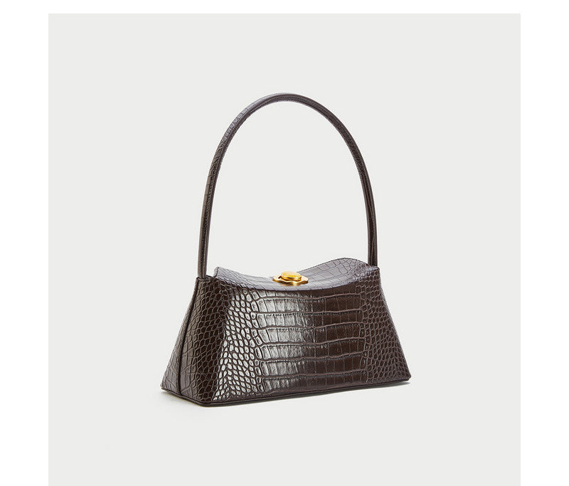 Dark Brown PU Leather Single Shoulder Bag Luxury Clothing - Brown