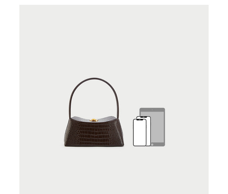 Dark Brown PU Leather Single Shoulder Bag Luxury Clothing - Brown