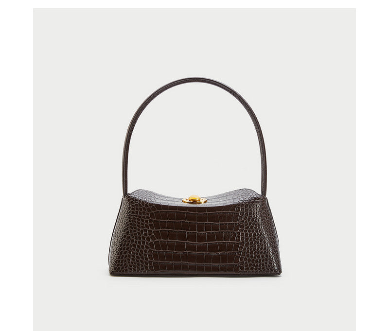 Dark Brown PU Leather Single Shoulder Bag Luxury Clothing - Brown
