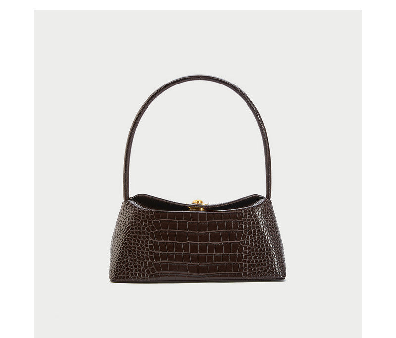 Dark Brown PU Leather Single Shoulder Bag Luxury Clothing - Brown