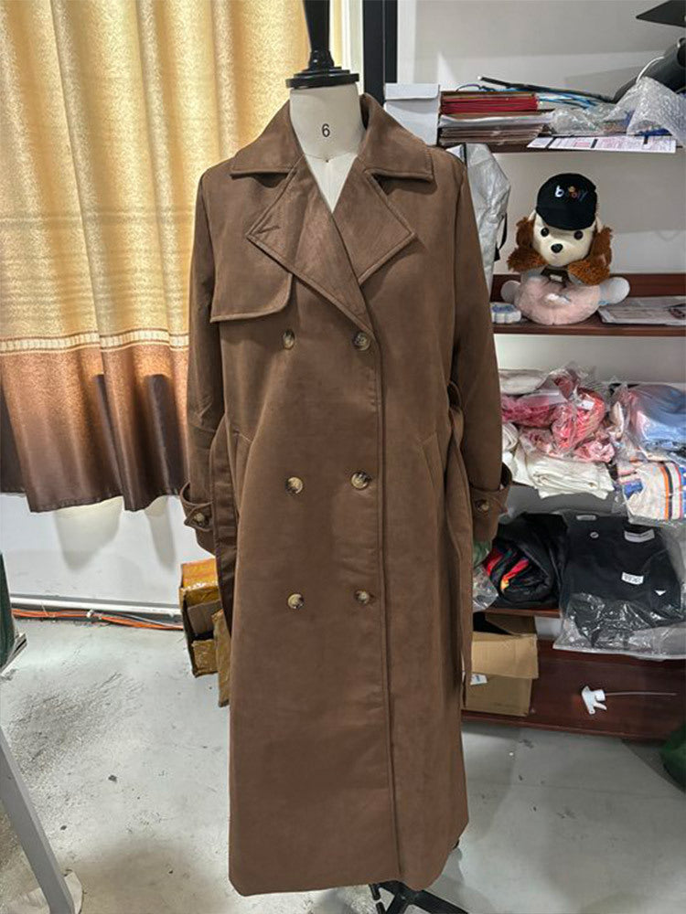 Women’s Fashion Casual Double-breasted Jacket - Brown / S